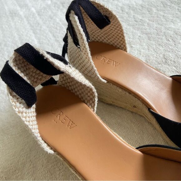 J. Crew Canvas Ankle-Wrap Espadrille Wedges - Picture 7 of 12